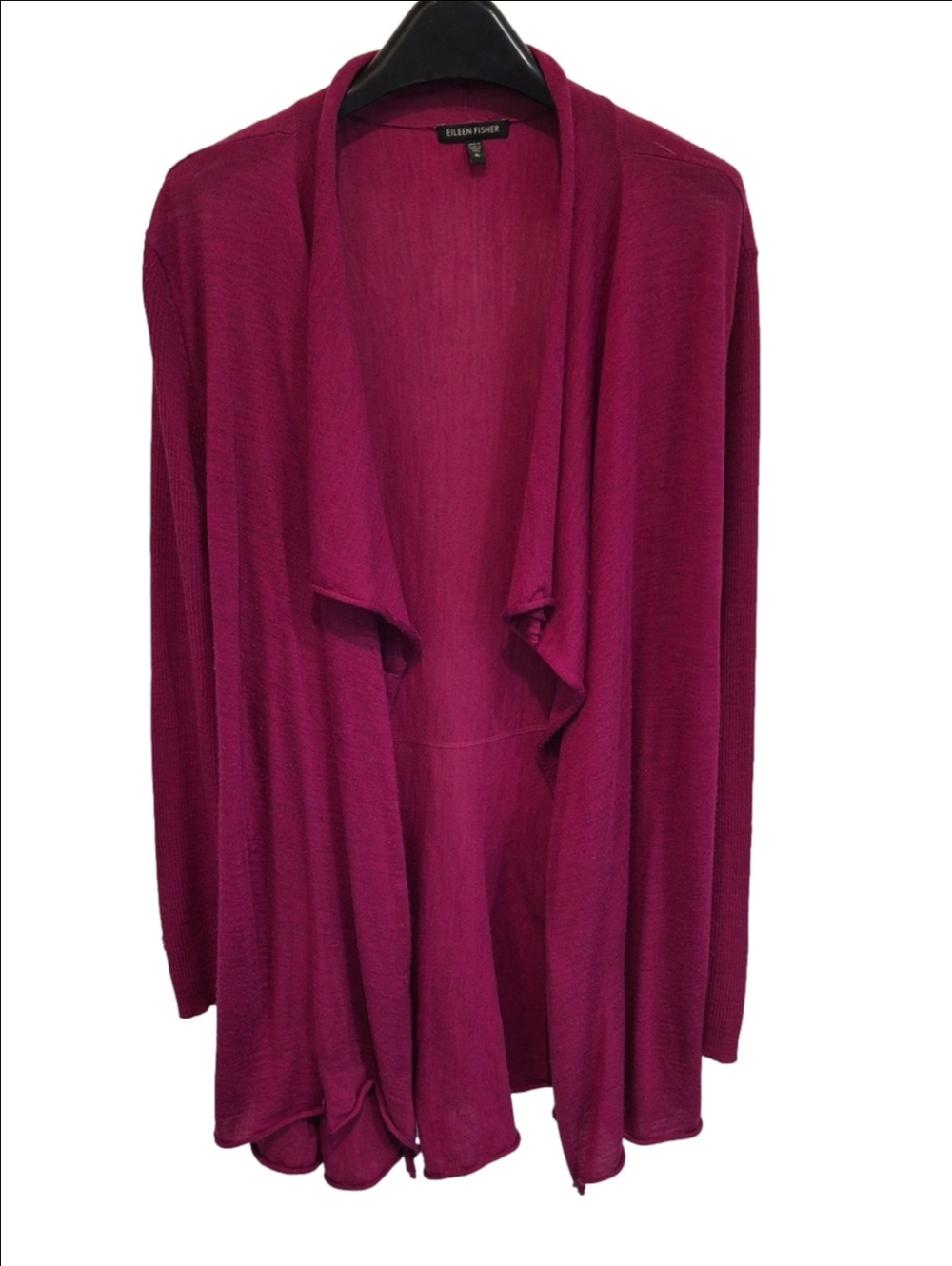 Eileen Fisher Merino Wool Berry Open-Front Draped Cardigan